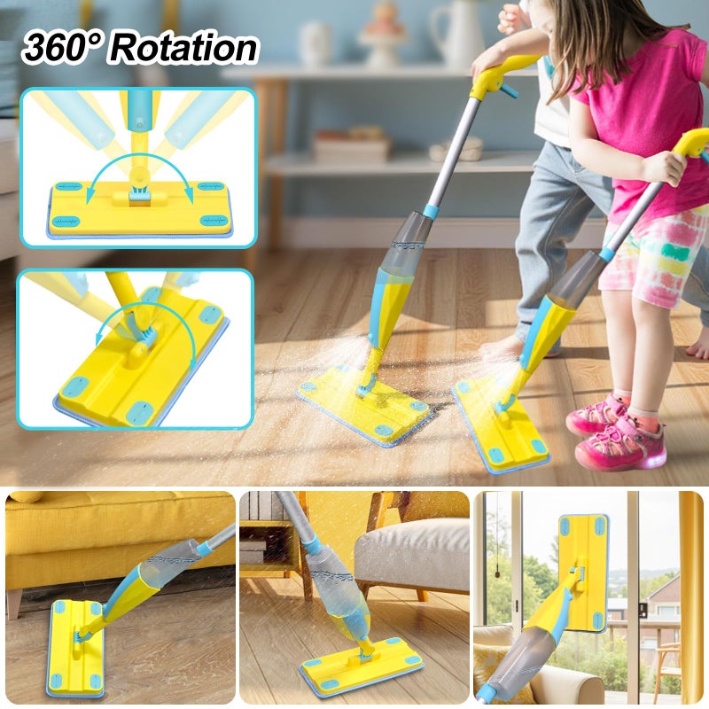 Elefama Spray Mop Kids Montessori Christmas Toy Set with Real Water Sprayer 2PCS Washable pads Squeeze Working Mini Size Kids Spray Mops Cleaning Toy Set That Really Work for Toddler 3-8 Floor Cleaning Dust - Image 2